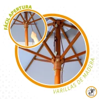 Parasol Hexagonal Mástil Madera Ø300 Cm, Antracita(m-4)