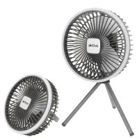 Ventilador Portátil Silencioso 3 en 1 con Luz LED y Carga USB, 19x9x18 Cm, Blanco(m-1)