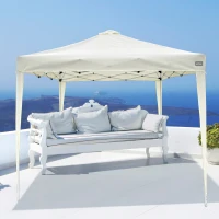 Cenador Plegable con Altura Ajustable, 300x300x240-250 Cm, Blanco(m-8)