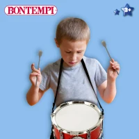 Tambor de Marcha Bontempi Doble Membrana con Baquetas y Correa, 30,5x13,5 Cm, Rojo(m-5)