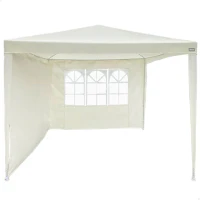 Cenador Desmontable para Jardín con 2 Paredes y Ventana, 270x270x240 Cm, Blanco(m-1)