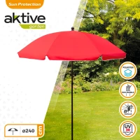 Sombrilla de Jardín Aktive Filtro UV30, 240x240x230 Cm, Rojo(m-2)