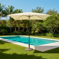 Sombrilla para Jardín Cuadrada Protección UV50, 270x270x260 Cm, Crema(m-6)