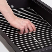 Barbacoa Portátil de Carbón Acero Inoxidable, 75x34,5x20,5 Cm, Negro Mate(m-6)