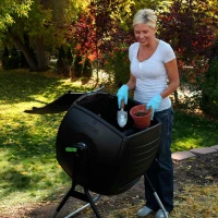 Compostador Doméstico Lifetime Ultrarresistente 189 L, 75x81x113 Cm, Negro(m-4)