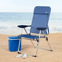 Silla de Playa Plegable Aktive Reclinable 4 Posiciones, 48x65x110 Cm, Azul(m-2)