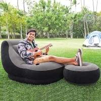 Sillón Hinchable con Reposapiés, 99x130x76 Cm, Gris(m-7)
