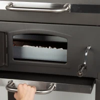 Barbacoa Portátil con Ahumador y Ruedas, 64x50,5x37,5 Cm, Negro(m-3)