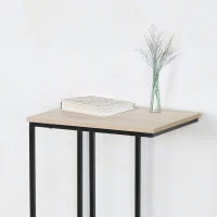 Mesa Auxiliar en Forma de C Estilo Industrial con Estructura de Acero y Tablero, 40x30x66 Cm, Negro(m-7)
