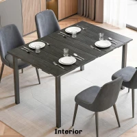 Outsunny Mesa de Comedor de Jardín para 6 Personas con Superficie de HDPE Estructura Metálica para Patio 120x90x74 cm Negro(m-9)