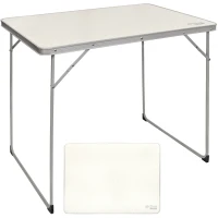 Mesa Plegable de Camping Aktive, Estructura de Acero 9,5 Mm y Tablero MDF, 80x60x70 Cm, Blanco(m-1)