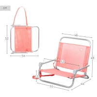 Silla Plegable de Playa de Aluminio y Textileno, 54x8x52 Cm, Coral(m-4)