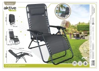 Silla Plegable Jardín Gravedad Cero 2 Posiciones, 86,5x13,5x67,0 Cm, Gris(m-9)