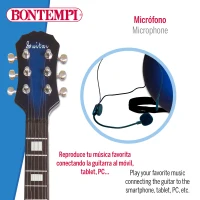 Guitarra Eléctrica de Juguete con Micrófono Auricular y Bluetooth, 24x6,5x72,5 Cm, Azul y Negro(m-3)