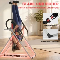SPORTNOW Inversionsbank Klappbar Inversionstisch mit Verstellbarem Knöchelverschluss Sicherheitsgurt, Ruschfest(m-5)