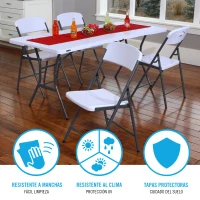 Silla Plegable Ultrarresistente con Protección UV 48x50,5x84,5 Cm, Blanca(m-4)