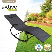 Tumbona Mecedora Aktive Garden con Cojín y Estructura de Acero, 172x53x75 Cm, Antracita(m-2)