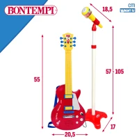 Guitarra Eléctrica Infantil Bontempi con Micrófono y Altavoz, 30x5,5x63 Cm, Rojo y Amarillo(m-6)
