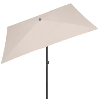 Parasol de Jardín Rectangular Reclinable con Mástil Ajustable y Protección UV30, 200x125 Cm, Crema(m-1)