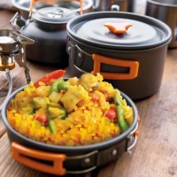 Set Cocina Camping Aktive Aluminio 8 Piezas Apilable, 16,7x16,7x8,9 Cm, Plateado(m-2)