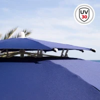 Sombrilla de Playa Aktive Antiviento Doble Techo 8 Varillas 280 Cm, Azul(m-3)