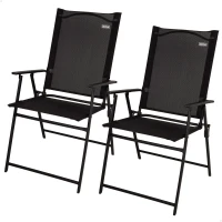 Pack 2 Sillas Plegables Estrechas con Reposabrazos, 47x64x95 Cm, Negro(m-1)