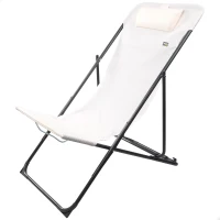 Silla Hamaca Plegable Multiposición con Cojín y Asa, 53x78x87 Cm, Blanco(m-1)