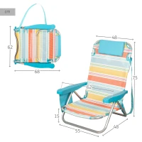 Silla Plegable Playa Aluminio Ligero 5 Posiciones, 48x48x75 Cm, Multicolor(m-4)