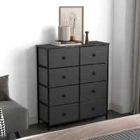 Cómoda 8 Cajones Efecto Mármol, 80x30x81 Cm, Negro(m-2)