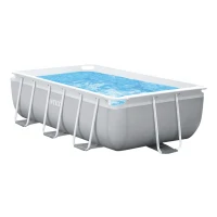 Piscina Elevada Rectangular Prisma Frame INTEX con Depuradora y Escalera, 300x175x80 Cm, Gris Claro(m-8)