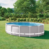 Piscina Desmontable Redonda con Depuradora INTEX Prisma Frame, 427x107 Cm, Gris Claro(m-2)