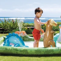 Centro de Juegos Hinchable con Difusor de Agua y Figuras, 201x201x36 Cm, Multicolor(m-6)