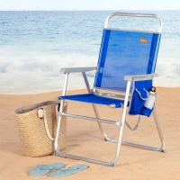Silla de Playa Plegable Fija Alta Aktive Beach, 48x50x88 Cm, Azul(m-2)