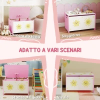 AIYAPLAY Baule Portagiochi con Coperchio per Bambini per Giocattoli e Vestiti, 60x37x39 cm, Rosa(m-6)