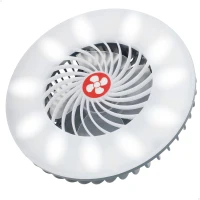 Lámpara LED Portátil 3 en 1 Recargable con Ventilador y Batería Externa, 17x6x17 Cm, Blanco(m-1)