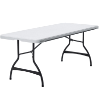 Mesa Rectangular Patas Abatibles, 182x76x74 Cm, Blanco Efecto Granito