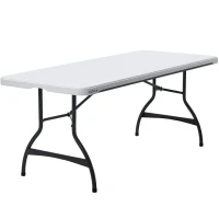 Mesa Rectangular Patas Abatibles, 182x76x74 Cm, Blanco Efecto Granito(m-1)