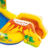 Centro de Juegos Hinchable con Tobogán Acolchado y Dinosaurio, 249x191x109 Cm, Azul(m-8)
