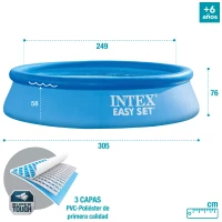 Piscina Hinchable Intex Easy Set con Depuradora, 305x305x76 Cm, Azul(m-6)