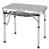Mesa Plegable Camping Maletín Antideslizante con Red Auxiliar, 45x30x6,5 Cm, Beige(m-1)