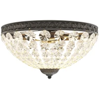 HOMCOM Candeeiro de Teto de Cristal Clássico com 2 Suportes E14 40W Candeeiro de Teto Vintage com 168 Contas de Cristal Ø35x22 cm Preto(m-10)