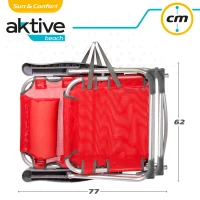 Silla Playera Plegable Multiposición con Cojín, 48x60x90 Cm, Rojo(m-7)