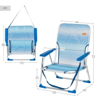 Silla de Playa Plegable Asiento Bajo Ligera, 55x6x60 Cm, Azul a Rayas(m-4)