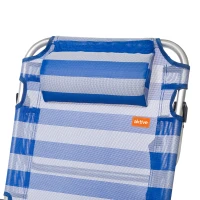Silla Plegable Multiposición con Cojín y Estructura de Aluminio, 48x46x84 Cm, Azul(m-5)