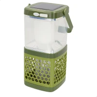 Lámpara Antimosquitos 2 en 1 Portátil con Carga Solar y USB, 11x11x21,5 Cm, Verde(m-1)