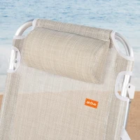 Silla de Playa Plegable 2 en 1 con Cojín Acolchado 48x60x90 Cm, Beige(m-5)