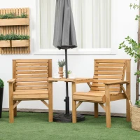 Outsunny Bistroset 3-delig van hout, weerbestendig tuinmeubelset met lamellendesign, bruin(m-10)