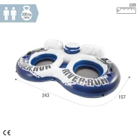 Rueda Hinchable Doble Intex con Nevera y 2 Asientos, 243x157 Cm, Azul(m-4)
