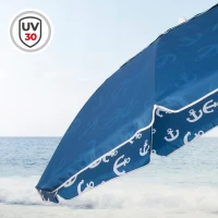 Sombrilla de Playa Antiviento 8 Varillas, 220 Cm, Azul(m-3)