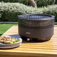 Barbacoa Sobremesa Sin Humo 2 en 1, Ø34x22 Cm, Negra(m-2)
